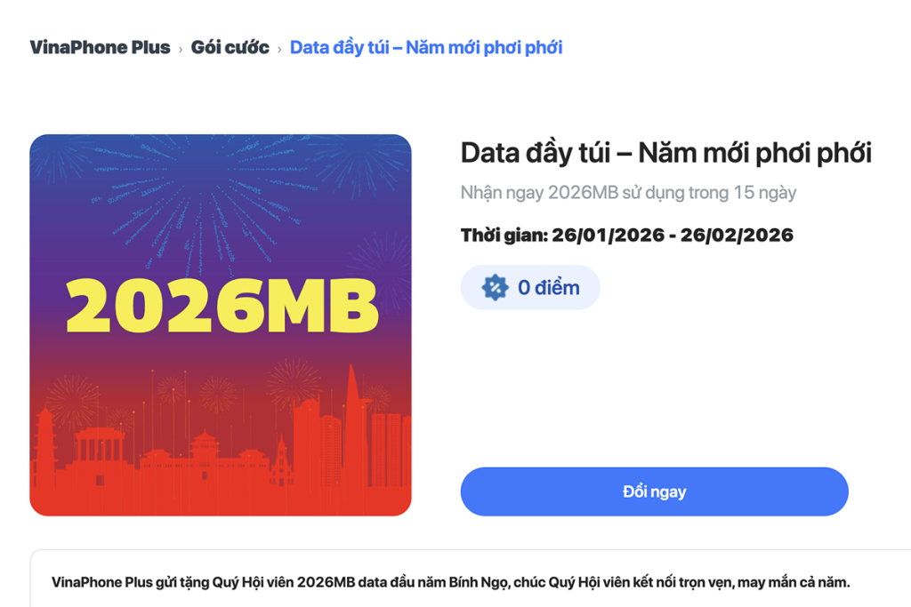 VinaPhone Plus tặng Hội viên 2026MB data đầu năm Bính Ngọ缩略图 Thích