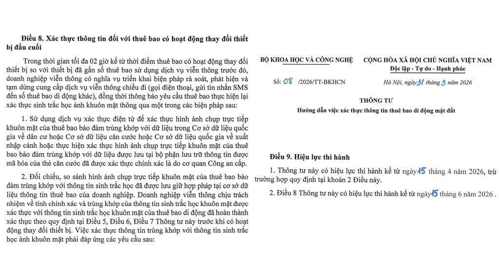 Từ ngày 15/6: Khi đổi điện thoại sẽ phải xác thực lại SIM trong vòng 2h