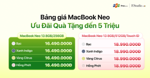 Sở hữu MacBook Neo với ưu đãi quà tặng lên đến 5.000.000 đồng, trả góp 0% tại FPT Shop